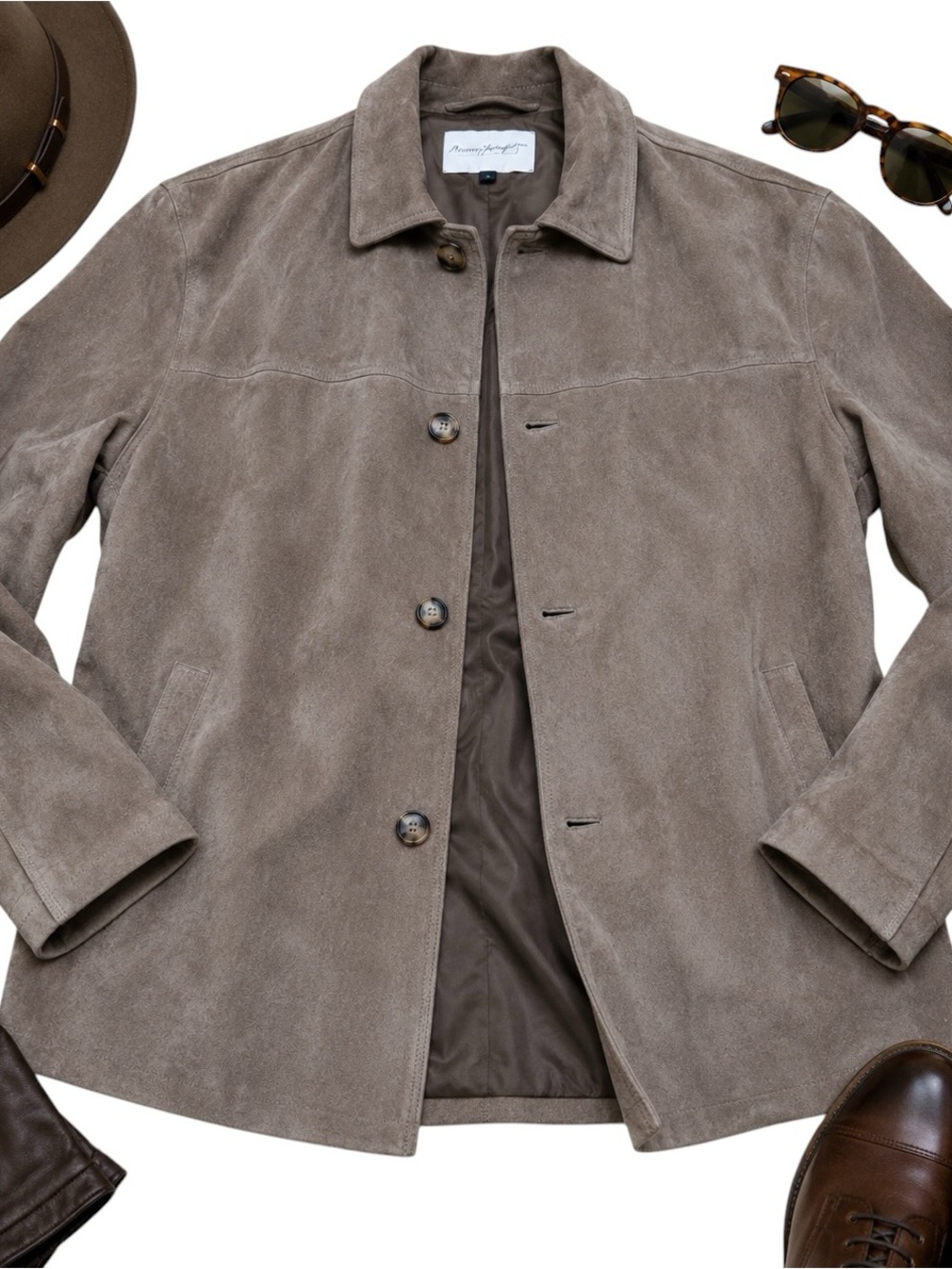 Norm Thompson Genuine Suede Leather Shirt Jacket Tan Overshirt Men’s XXL Coat